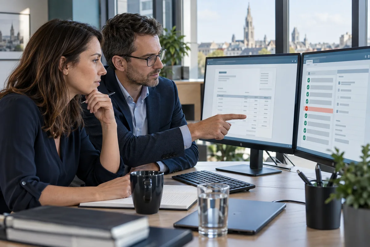 Spécialistes finance et application métier comparant les données d’une facture rejetée
