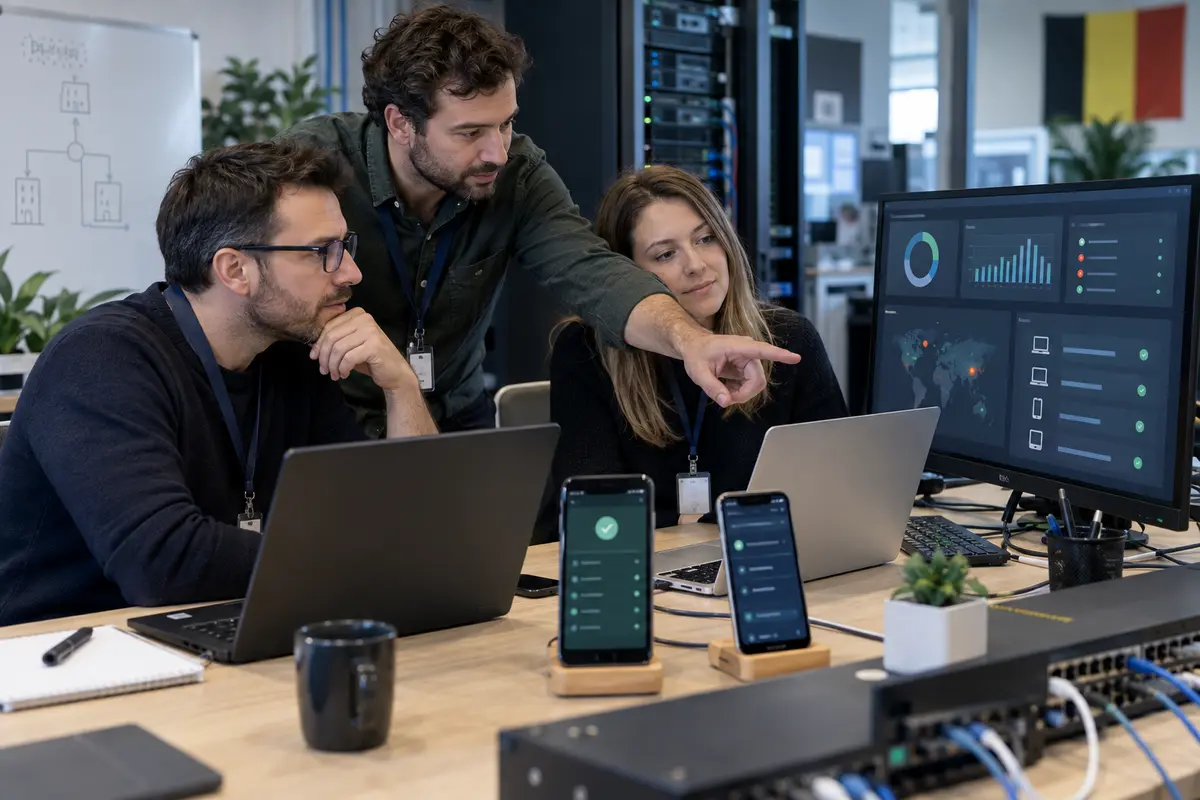 A Belgian team validates onboarding and alert handling across several types of devices.