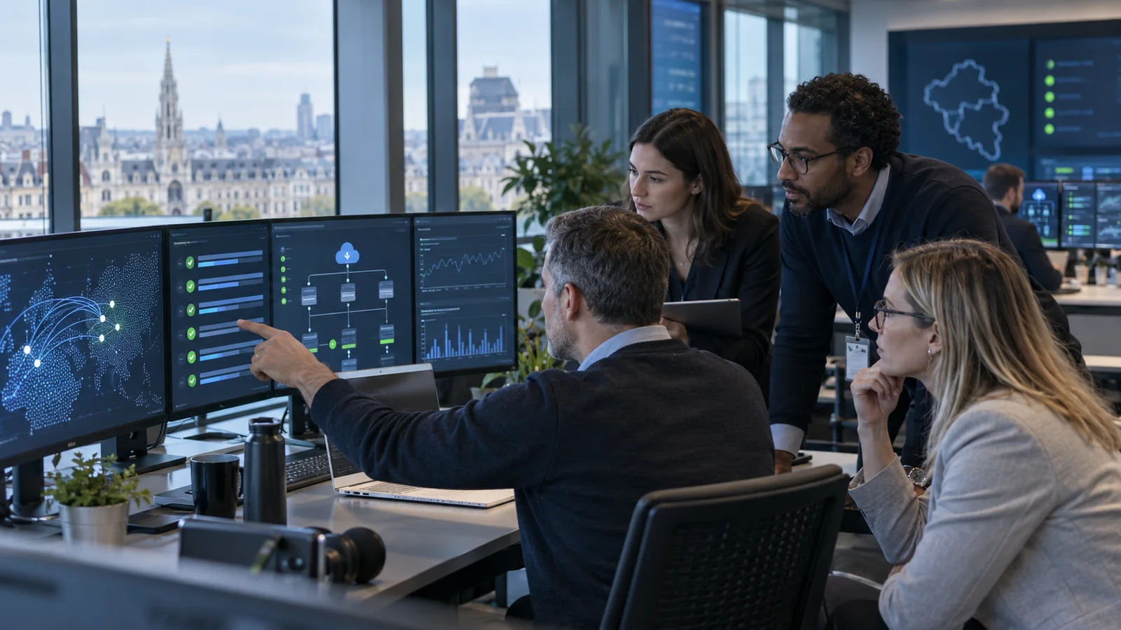 Équipe belge coordonnant la restauration de services Microsoft 365 après un incident ransomware